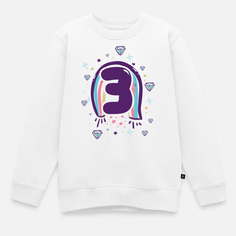Emblem mit drei Regenbogen-Edelsteinen - Kinder Premium Organic Sweatshirt - Weiß