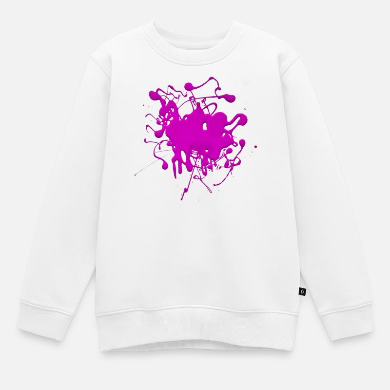 Rose.Éclaboussure - Sweat Premium enfant bio - blanc