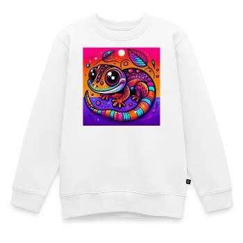 Gecko - Kinder Premium Organic Sweatshirt - Weiß - Vorne - AI Model Kid Male (0cm)