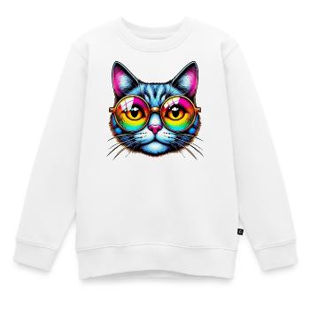 Kater mit Sonnenbrille - Kinder Premium Organic Sweatshirt - Weiß - Vorne - AI Model Kid Male (0cm)