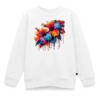 Fleurs d’hibiscus - Sweat Premium enfant bio - blanc - Devant - AI Model Kid Male (0cm)