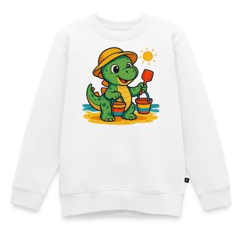 Verspielter Dinosaurier mit Sommeraccessoires - Kinder Premium Organic Sweatshirt - Weiß - Vorne - AI Model Kid Male (0cm)