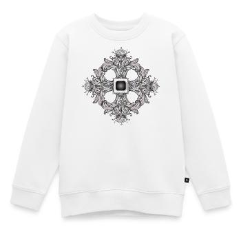 Arabeskes Ornament mit barockem Flair in Grau - Kinder Premium Organic Sweatshirt - Weiß - Vorne - AI Model Kid Male (0cm)