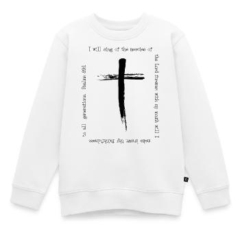 Coup de pinceau croisé Chanson de miséricorde - Sweat Premium enfant bio - blanc - Devant - AI Model Kid Male (0cm)