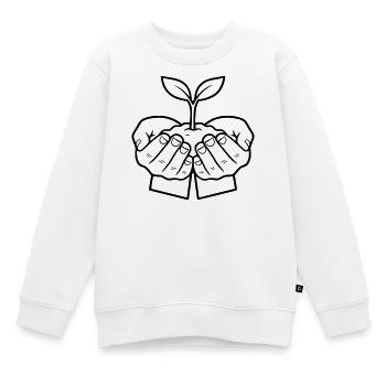 Pflanze in Händen | Wachstum & Hoffnung - Kinder Premium Organic Sweatshirt - Weiß - Vorne - AI Model Kid Male (0cm)