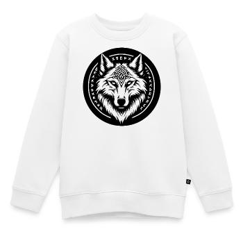 Loup aux symboles nordiques - Sweat Premium enfant bio - blanc - Devant - AI Model Kid Male (0cm)