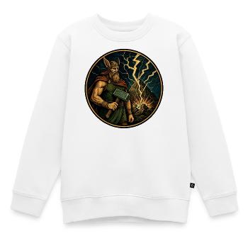 Thor avec un marteau - Sweat Premium enfant bio - blanc - Devant - AI Model Kid Male (0cm)