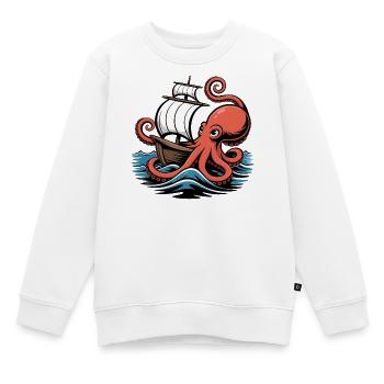 Pieuvre entrelace Voilier Navire Calamar - Sweat Premium enfant bio - blanc - Devant - AI Model Kid Male (0cm)