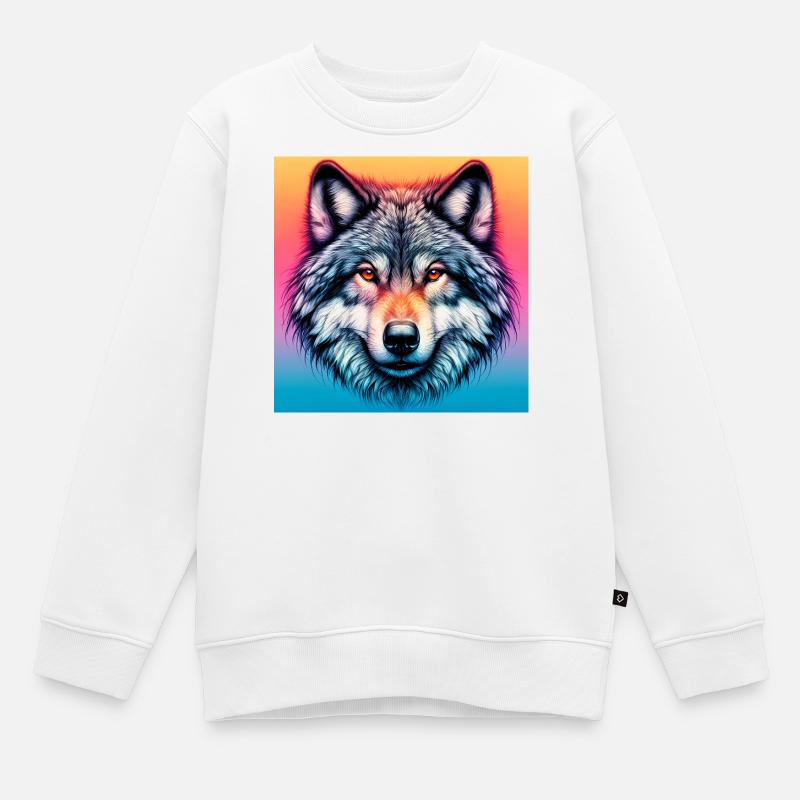 Wolf - Kinder Premium Organic Sweatshirt - Weiß