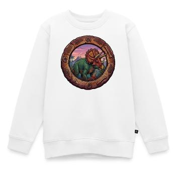 Tricératops dans l’anneau fossile - Sweat Premium enfant bio - blanc - Devant - AI Model Kid Male (0cm)