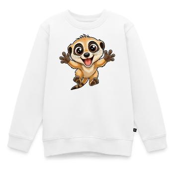Süßes Erdmännchen springt zu Dir - Kinder Premium Organic Sweatshirt - Weiß - Vorne - AI Model Kid Male (0cm)