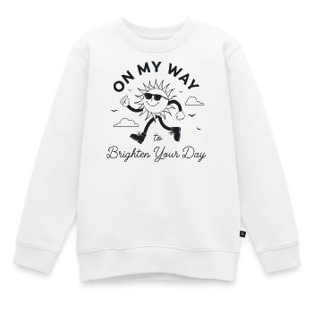 Retro Sun: On My Way to Brighten Your Day - Kids Premium Organic Sweatshirt - white - Front - AI Model Kid Male (0cm)