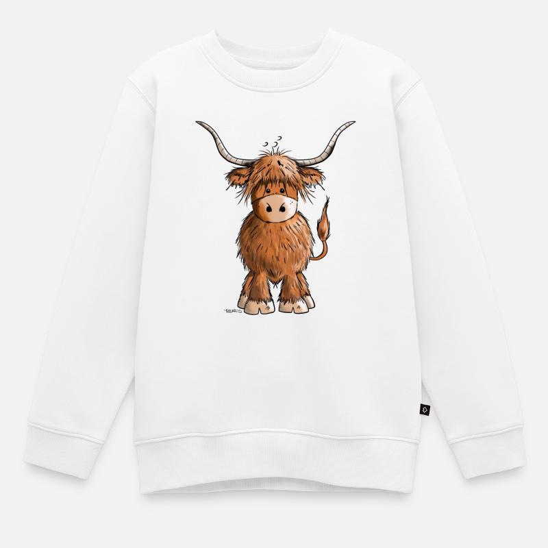 Scottish Highland Cattle - Sweat Premium enfant bio - blanc