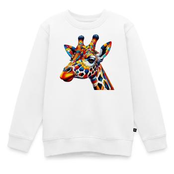 Giraffe farbig und bemalt wie Harlekin - Kinder Premium Organic Sweatshirt - Weiß - Vorne - AI Model Kid Male (0cm)