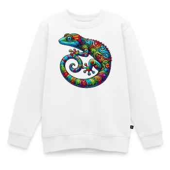 Gecko - Kinder Premium Organic Sweatshirt - Weiß - Vorne - AI Model Kid Male (0cm)