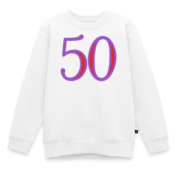 50. 50 ANS. 50e ANNIVERSAIRE. ANNIVERSAIRE 50 ANS. - Sweat Premium enfant bio - blanc - Devant - AI Model Kid Male (0cm)