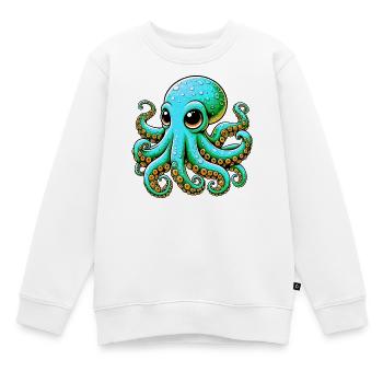 Krake - Kinder Premium Organic Sweatshirt - Weiß - Vorne - AI Model Kid Male (0cm)