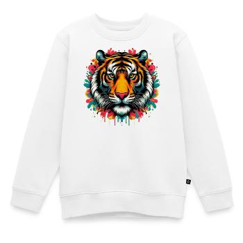 Tigre - Sweat Premium enfant bio - blanc - Devant - AI Model Kid Male (0cm)