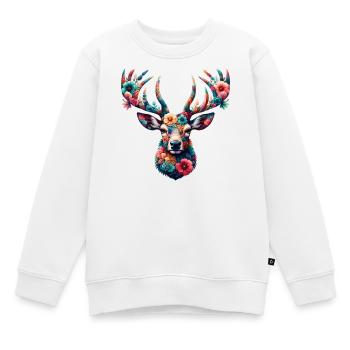 Cerf - Sweat Premium enfant bio - blanc - Devant - AI Model Kid Male (0cm)