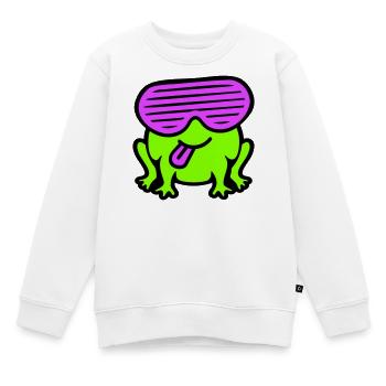 Frosch Party Brille Schlitze Zunge rausstrecken - Kinder Premium Organic Sweatshirt - Weiß - Vorne - AI Model Kid Male (0cm)