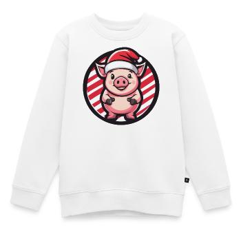Regard de cochon Père Noël en canne d’orge - Sweat Premium enfant bio - blanc - Devant - AI Model Kid Male (0cm)