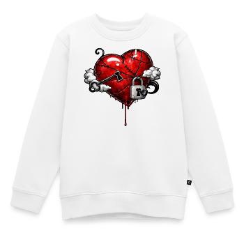 Vernarbtes Herz mit Schloss - Kinder Premium Organic Sweatshirt - Weiß - Vorne - AI Model Kid Male (0cm)