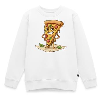 Freches Pizzastück Cartoon - Kinder Premium Organic Sweatshirt - Weiß - Vorne - AI Model Kid Male (0cm)