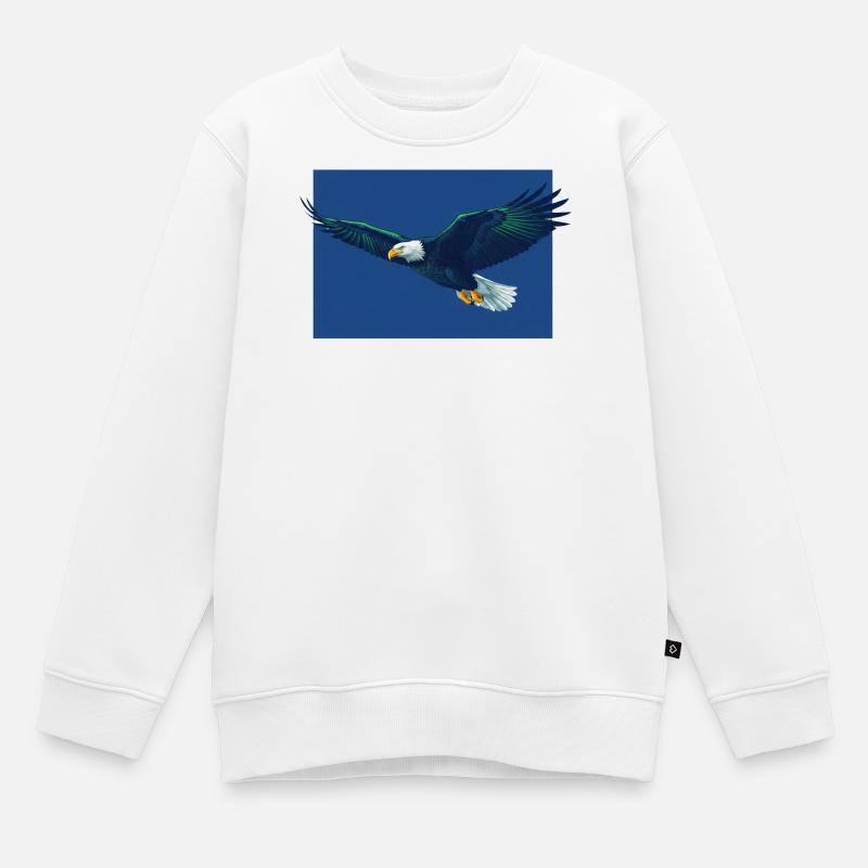 Vol d’aigle dans Blue Sky, Seattle, Seahawks - Sweat Premium enfant bio - blanc