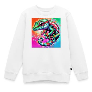 Gecko - Kinder Premium Organic Sweatshirt - Weiß - Vorne - AI Model Kid Male (0cm)