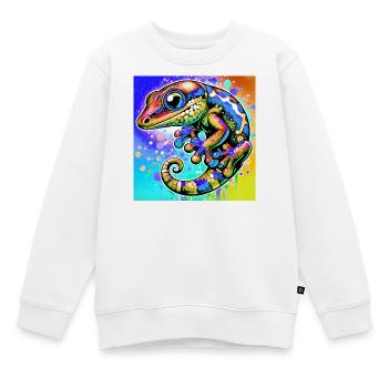 Gecko - Kinder Premium Organic Sweatshirt - Weiß - Vorne - AI Model Kid Male (0cm)