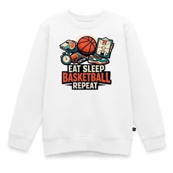 Manger Sommeil Basket Répéter - Sweat Premium enfant bio - blanc - Devant - AI Model Kid Male (0cm)