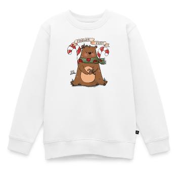 Frohes Fest Bär mit Zuckerstange - Kinder Premium Organic Sweatshirt - Weiß - Vorne - AI Model Kid Male (0cm)