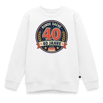 40. Geburtstag Runde Sache 40 Jahre Geschenk - Kinder Premium Organic Sweatshirt - Weiß - Vorne - AI Model Kid Male (0cm)
