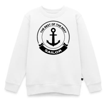 Marin / Marine / Bâteau / Ancre / Mer - Sweat Premium enfant bio - blanc - Devant - AI Model Kid Male (0cm)