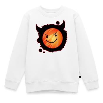 diable mignon en flammes et visage éclatant - Sweat Premium enfant bio - blanc - Devant - AI Model Kid Male (0cm)