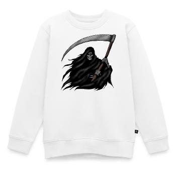 Grim Reaper mit Sense auf Schwarzem Hintergrund - Kinder Premium Organic Sweatshirt - Weiß - Vorne - AI Model Kid Male (0cm)