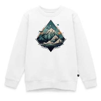 Gebirgslandschaft mit Sternenhimmel - Kinder Premium Organic Sweatshirt - Weiß - Vorne - AI Model Kid Male (0cm)