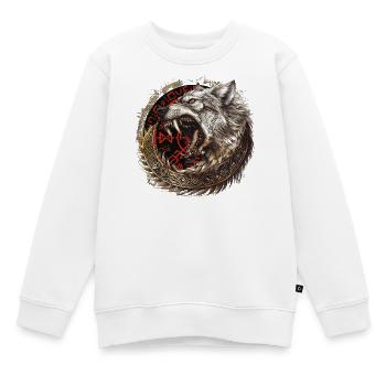 Viking Wolf Wolves Geri & Freki Valhalla d’Odin - Sweat Premium enfant bio - blanc - Devant - AI Model Kid Male (0cm)