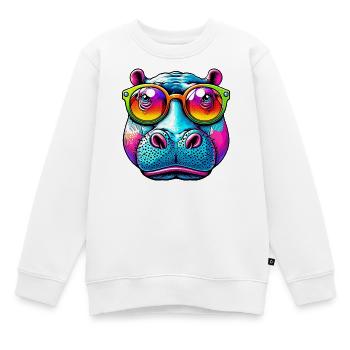 Hippopotamus with sunglasses - Kids Premium Organic Sweatshirt - white - Front - AI Model Kid Male (0cm)