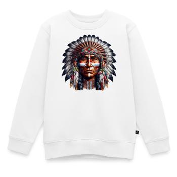 Amerikanisch, Indianer, Amerikaner - Kinder Premium Organic Sweatshirt - Weiß - Vorne - AI Model Kid Male (0cm)