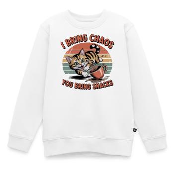 Chat du Chaos et Snacks - Sweat Premium enfant bio - blanc - Devant - AI Model Kid Male (0cm)