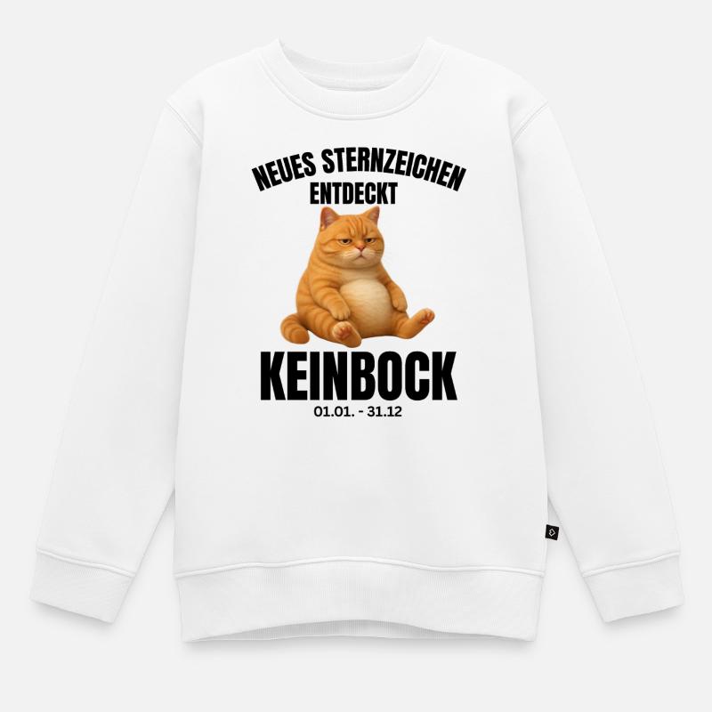 KEINBOCK Chat Horoscope du zodiaque Chat - Sweat Premium enfant bio - blanc