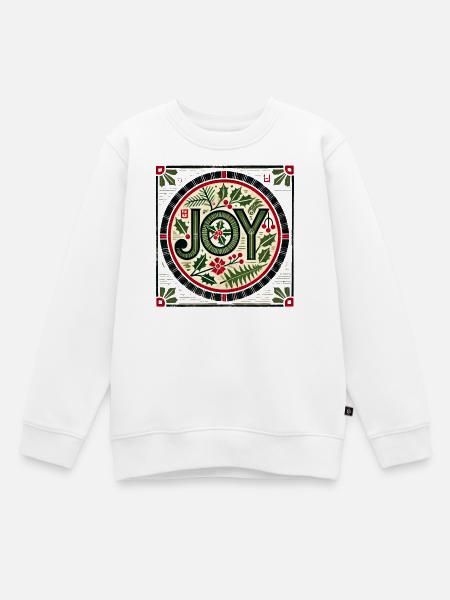 Joy Rondell Stechpalme Kranz - Kinder Premium Organic Sweatshirt - Weiß