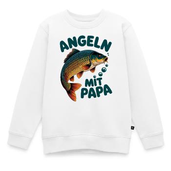 Angeln mit Papa Fischmotiv - Kinder Premium Organic Sweatshirt - Weiß - Vorne - AI Model Kid Male (0cm)