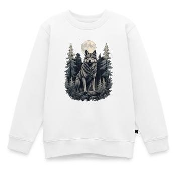 Wolf im Vollmond - Kinder Premium Organic Sweatshirt - Weiß - Vorne - AI Model Kid Male (0cm)