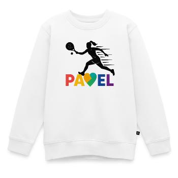 Padel Herz Regenbogen Sprint - Kinder Premium Organic Sweatshirt - Weiß - Vorne - AI Model Kid Male (0cm)