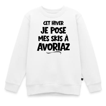 Skigebiet, Skifahren, Avoriaz - Kinder Premium Organic Sweatshirt - Weiß - Vorne - AI Model Kid Male (0cm)