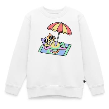 Strandkatze Pop-Art Lounge unter Sonnenschirm - Kinder Premium Organic Sweatshirt - Weiß - Vorne - AI Model Kid Male (0cm)