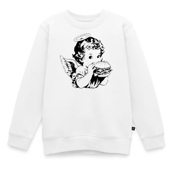 Burger Engel – Le chérubin mange du millésime hamburger - Sweat Premium enfant bio - blanc - Devant - AI Model Kid Male (0cm)