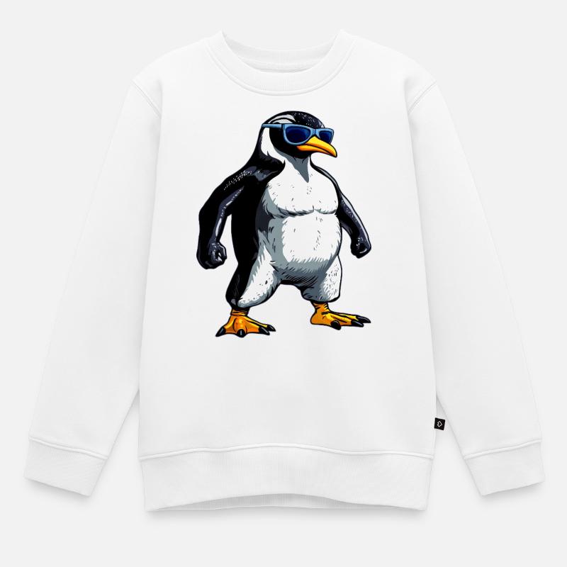 Pinguin Bodybuilder - Kinder Premium Organic Sweatshirt - Weiß